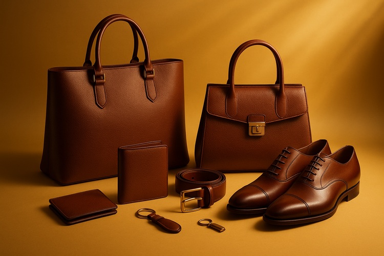 leather collection hand bage built shoes wallet and morecreat a image but profssioly and  one yello bg coloure light and glow image creat pleses
